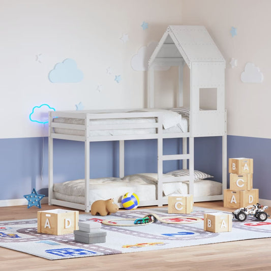 Telhado de cama infantil 55x99x139,5 cm pinho maciço branco