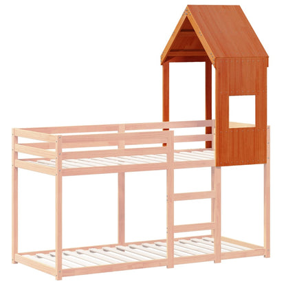 Telhado cama infantil 55x99x139,5 cm pinho maciço castanho-mel