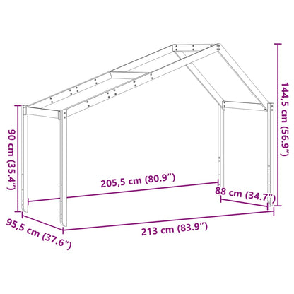 Telhado de cama infantil 213x95,5x144,5 cm madeira pinho maciça