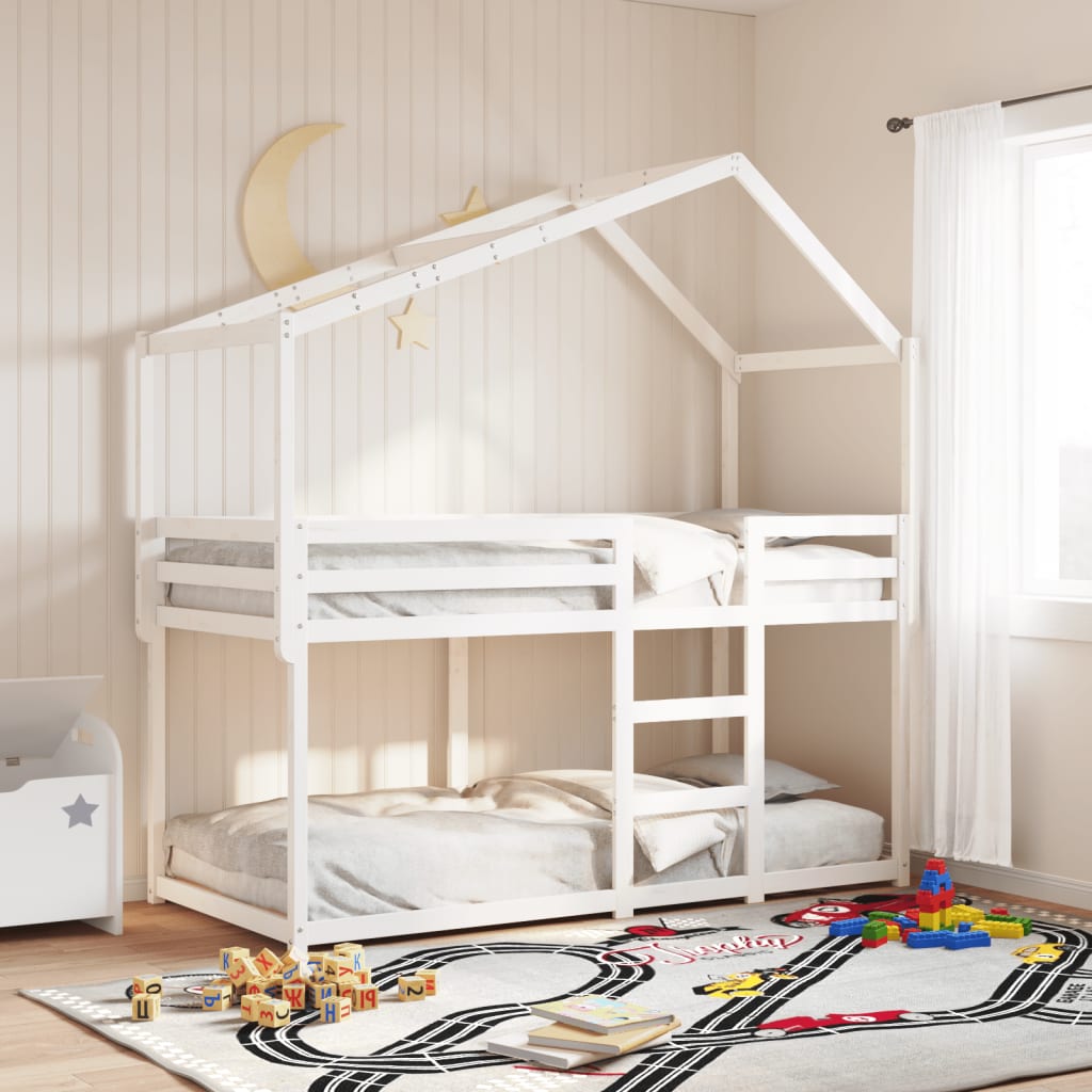 Telhado de cama infantil 213x95,5x144,5 cm pinho maciço branco