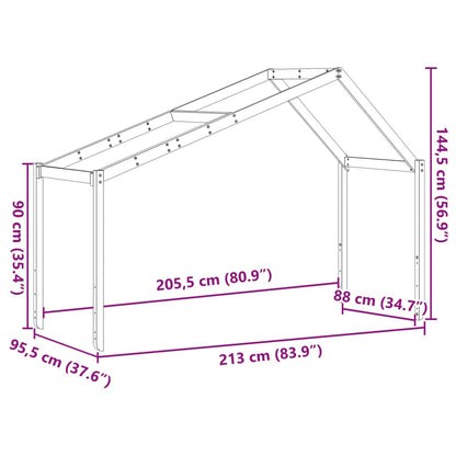 Telhado cama infantil 213x95,5x144,5 cm pinho castanho mel