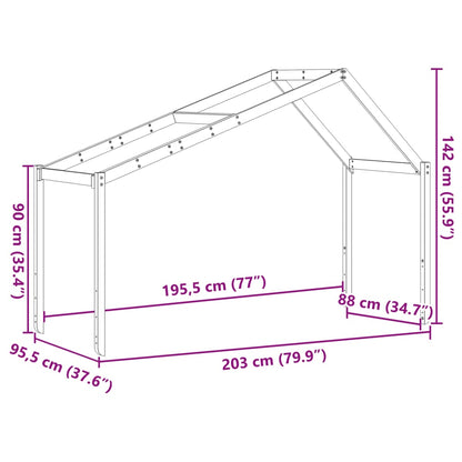 Telhado de cama infantil 203x95,5x142 cm pinho maciço branco