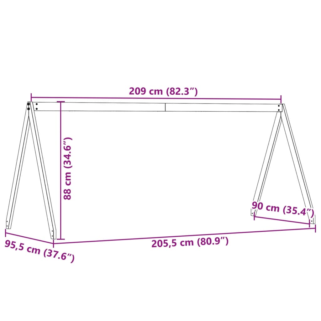 Telhado de cama infantil 209x95,5x88 cm pinho maciço branco