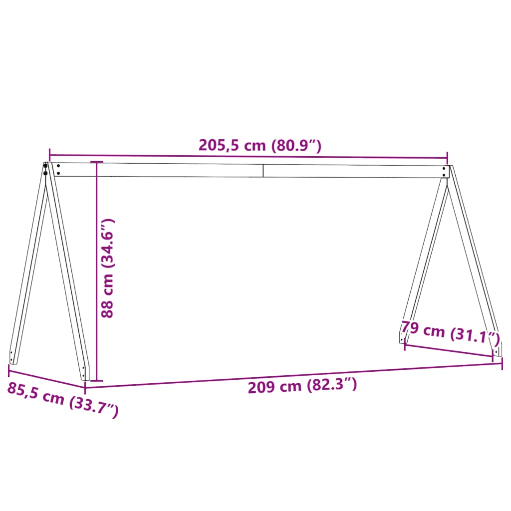 Telhado cama infantil 209x85,5x88 cm pinho maciço castanho-mel