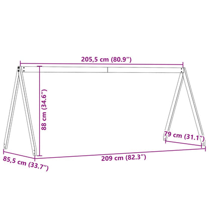 Telhado cama infantil 209x85,5x88 cm pinho maciço castanho-mel