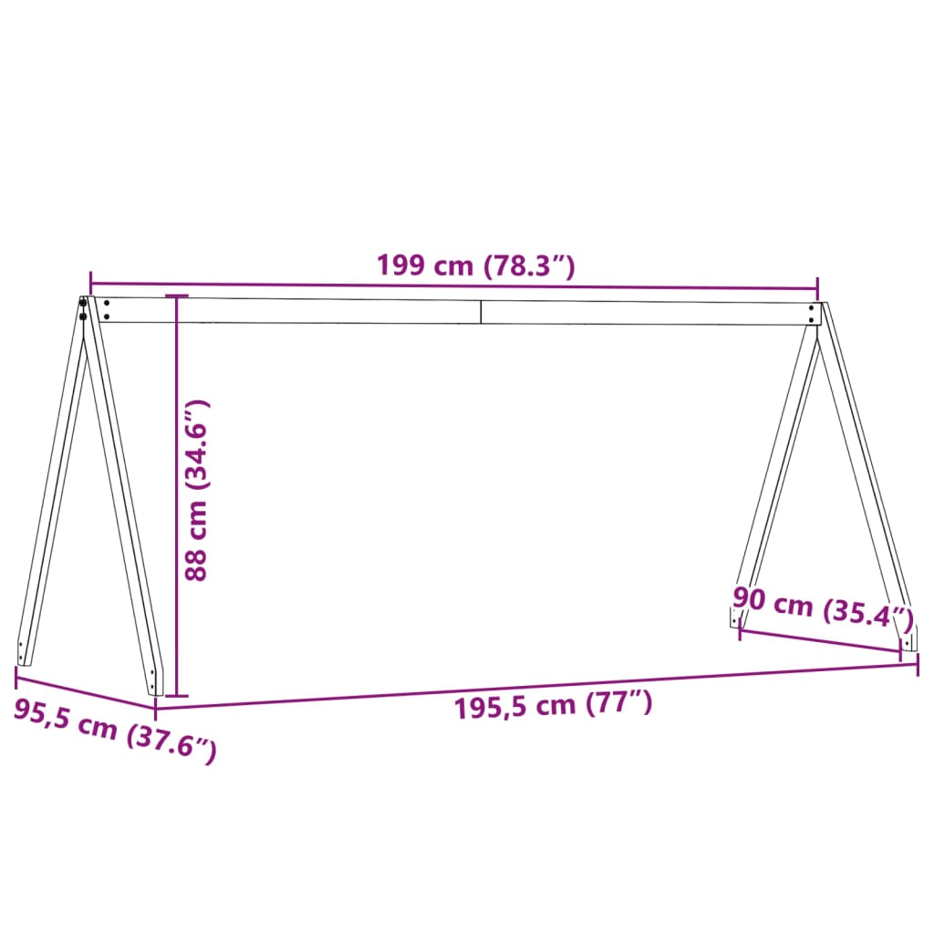 Telhado de cama infantil 199x95,5x88 cm madeira de pinho maciça