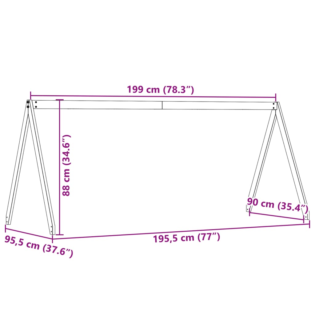 Telhado cama infantil 199x95,5x88 cm pinho maciço castanho mel