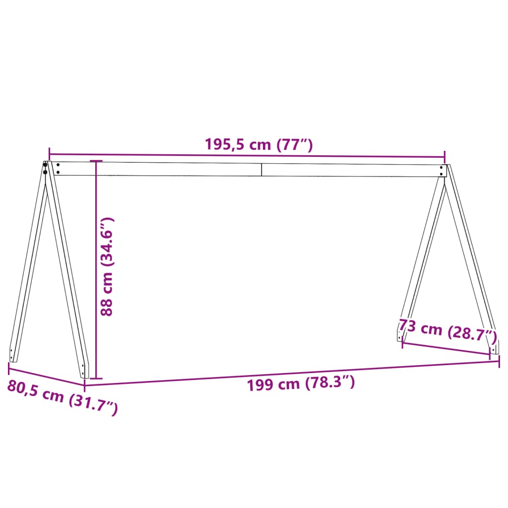 Telhado cama infantil 199x80,5x88 cm pinho maciço castanho-mel