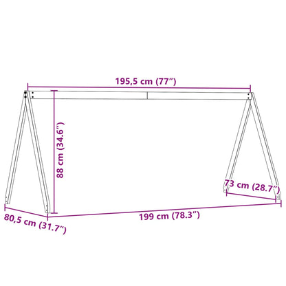 Telhado cama infantil 199x80,5x88 cm pinho maciço castanho-mel