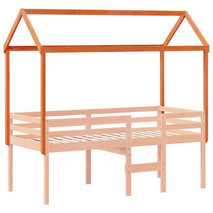 Telhado cama infantil 217x95,5x159 cm pinho maciço castanho-mel