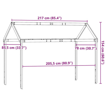 Telhado de cama infantil 217x85,5x154 cm madeira pinho maciça