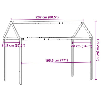 Telhado de cama infantil 207x95,5x159 cm pinho maciço branco