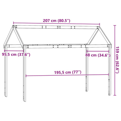 Telhado cama infantil 207x95,5x159 cm pinho maciço castanho mel