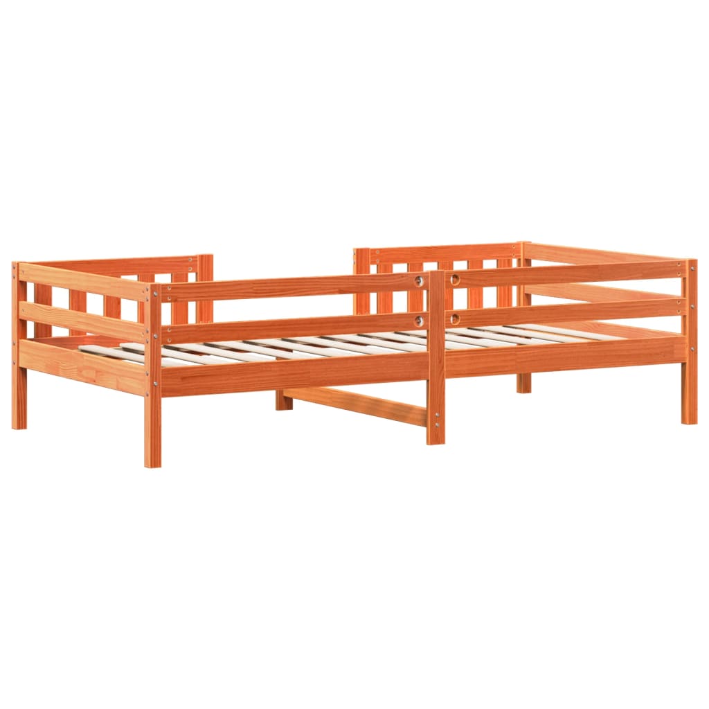 Estrutura de cama 100x200 cm madeira pinho maciça castanho cera