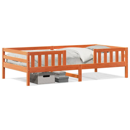 Estrutura de cama 100x200 cm madeira pinho maciça castanho cera