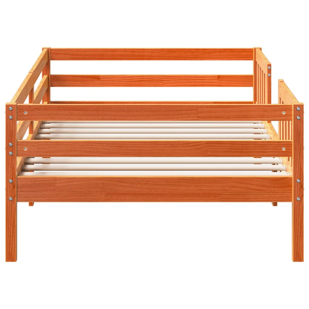 Estrutura de cama 90x190 cm madeira pinho maciça castanho cera