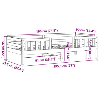 Estrutura de cama 90x190 cm madeira pinho maciça castanho cera