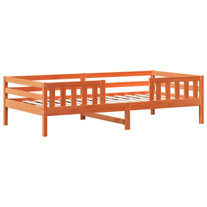 Estrutura de cama 75x190 cm madeira pinho maciça castanho cera