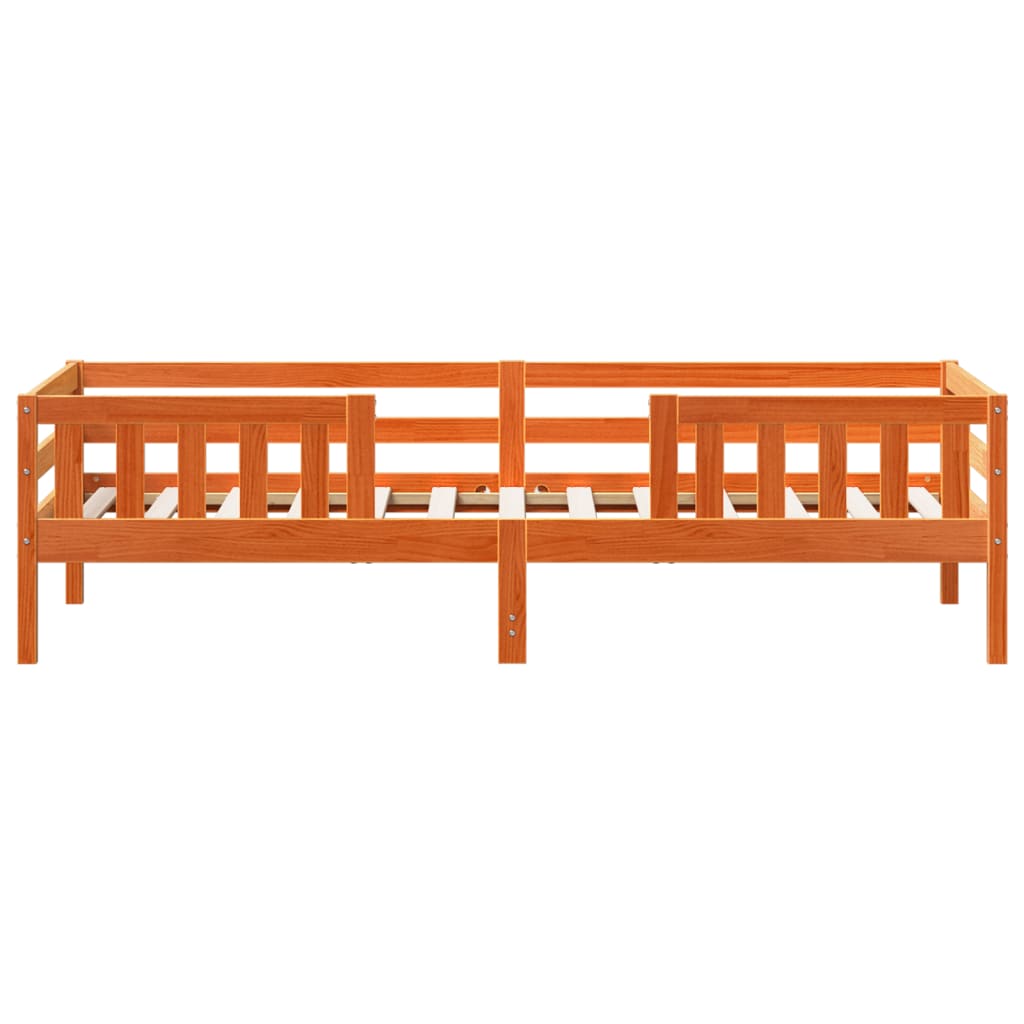 Estrutura de cama 75x190 cm madeira pinho maciça castanho cera