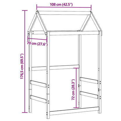 Telhado de cama infantil 108x70x176,5 cm pinho maciço branco