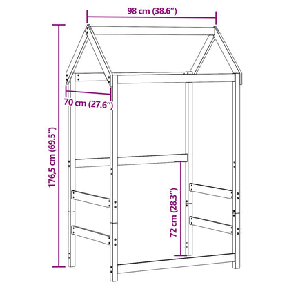 Telhado de cama infantil 98x70x176,5 cm pinho maciço branco