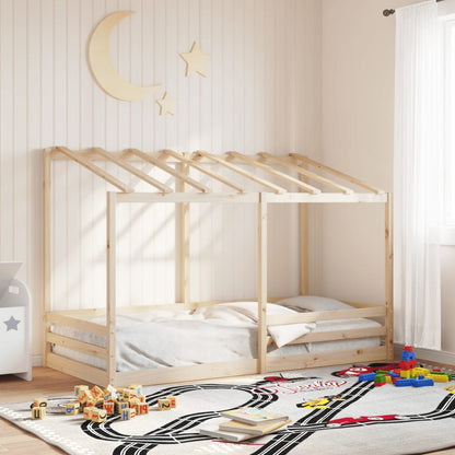 Cama infantil com telhado 90x200 cm madeira de pinho maciça