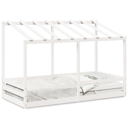 Cama infantil com telhado 90x200 cm pinho maciço branco