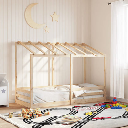 Cama infantil com telhado 90x190 cm madeira de pinho maciça