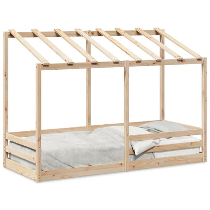 Cama infantil com telhado 90x190 cm madeira de pinho maciça