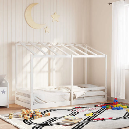 Cama infantil com telhado 90x190 cm pinho maciço branco