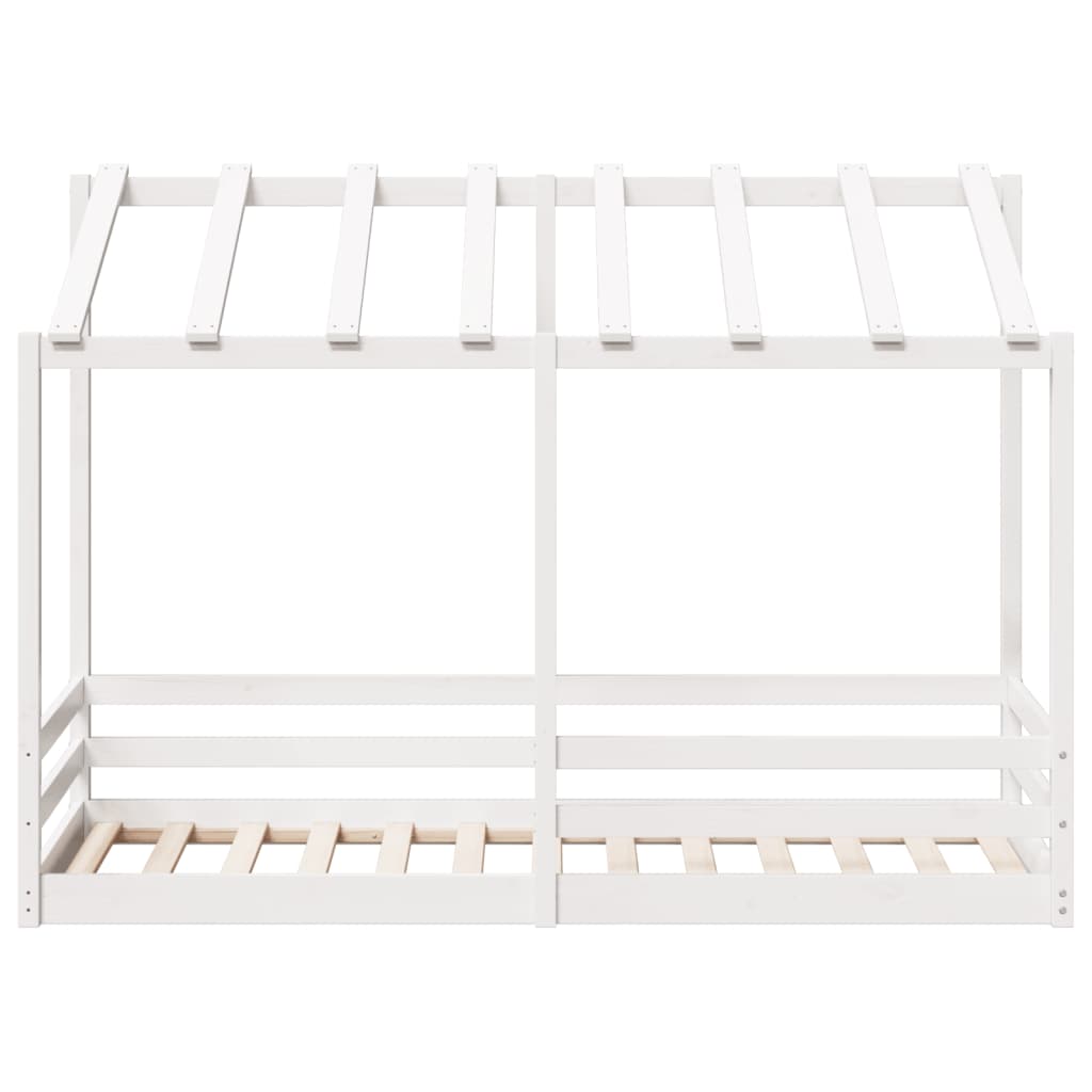 Cama infantil com telhado 90x190 cm pinho maciço branco