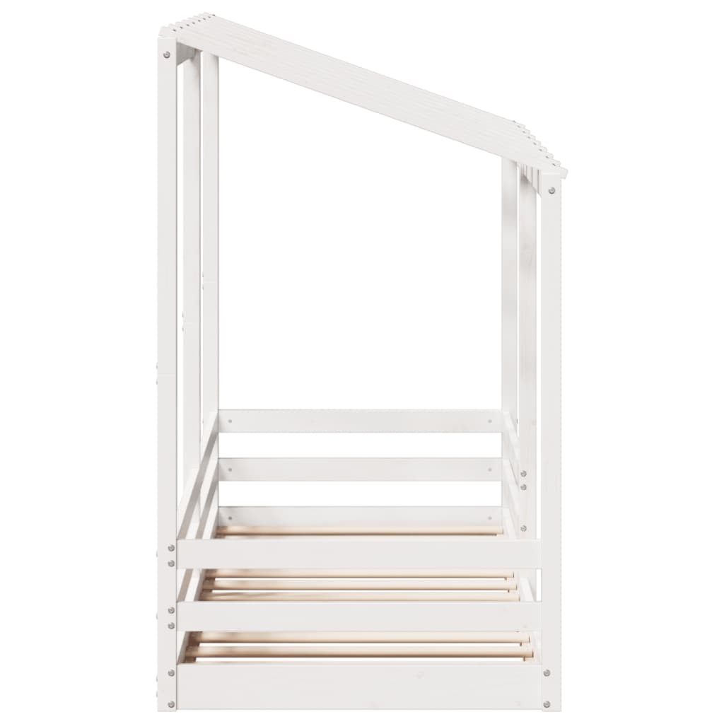 Cama infantil com telhado 90x190 cm pinho maciço branco