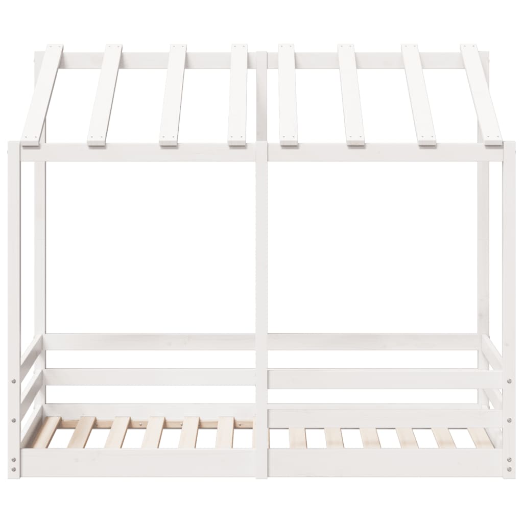 Cama infantil com telhado 70x140 cm pinho maciço branco