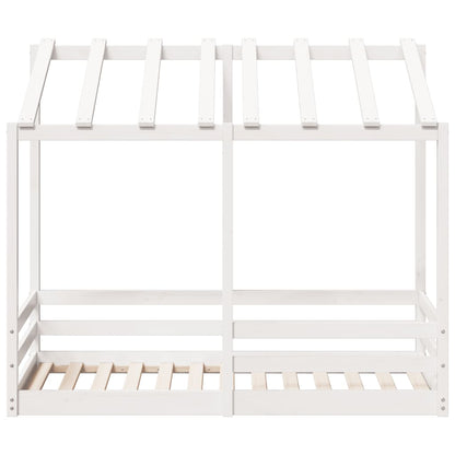 Cama infantil com telhado 70x140 cm pinho maciço branco