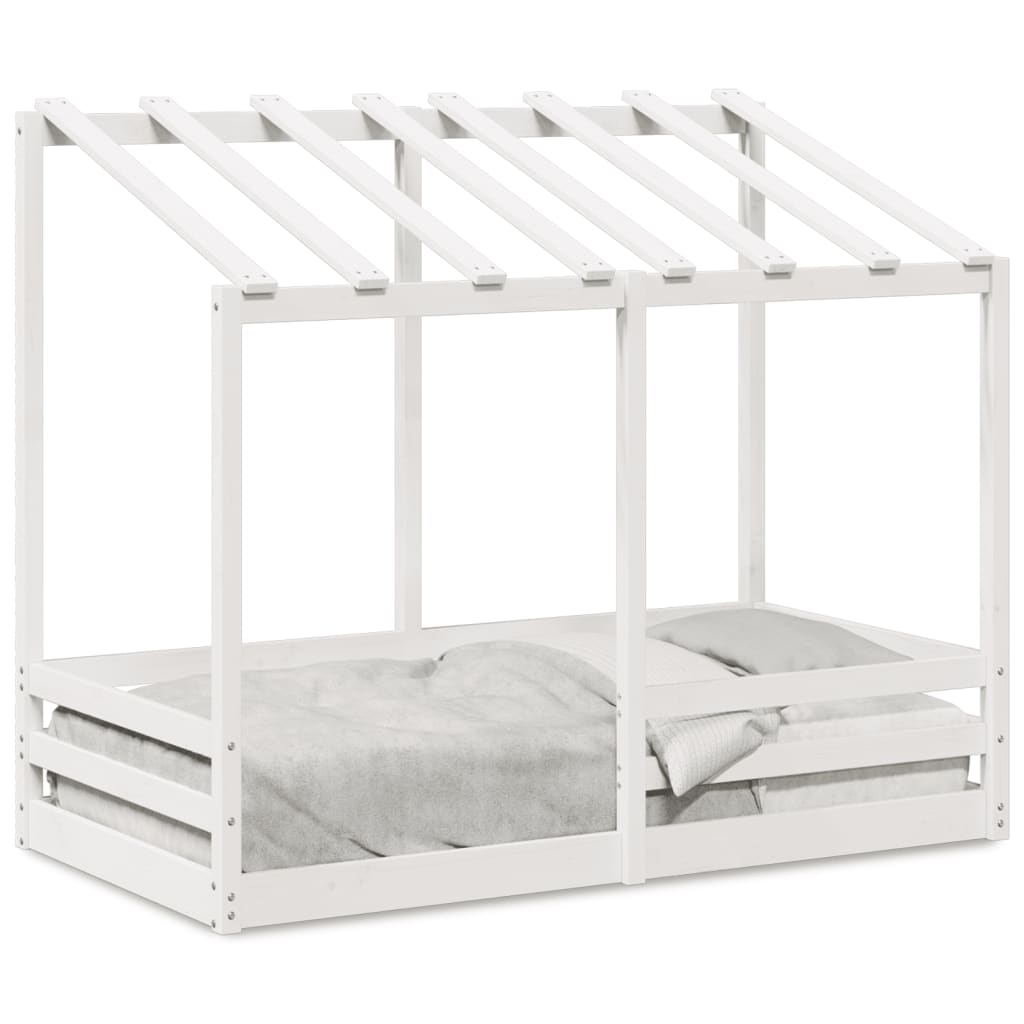 Cama infantil com telhado 70x140 cm pinho maciço branco