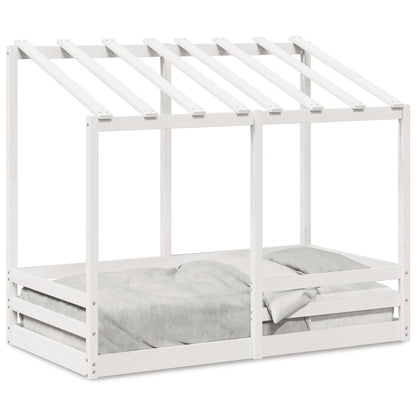 Cama infantil com telhado 70x140 cm pinho maciço branco