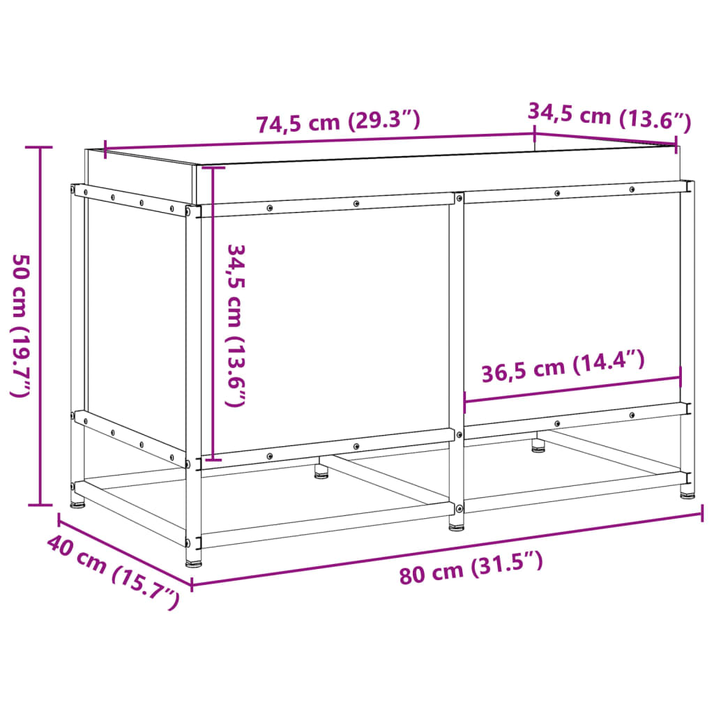 Vaso/floreira de jardim 80x40x50 cm madeira pinho maciça branco