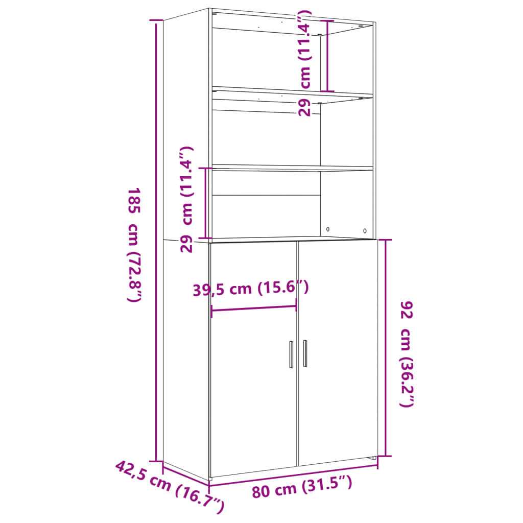 Armário alto 80x42,5x185 cm deriv. de madeira branco