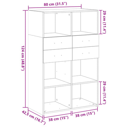 Armário alto 80x42,5x124cm derivados de madeira cinza sonoma