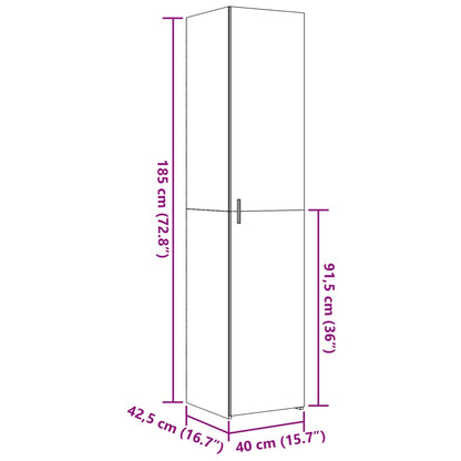 Armário alto 40x42,5x185 cm derivados de madeira cinza sonoma