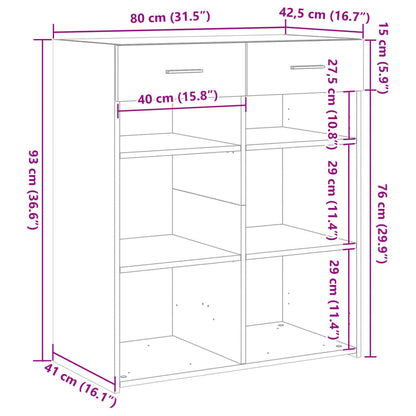 Aparador 80x42,5x93 cm derivados de madeira cinzento sonoma