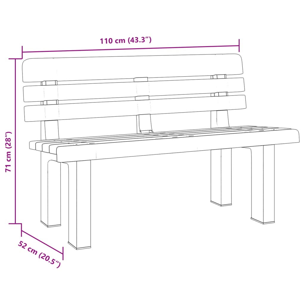 Banco de jardim 110x52x71 cm polipropileno branco