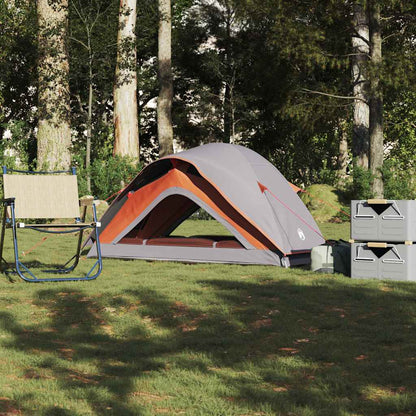 Tenda de campismo p/ 1 pessoa impermeável cinzento e laranja