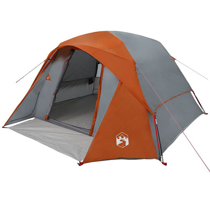 Tenda de campismo cabana p/ 4 pessoas impermeável cinza/laranja