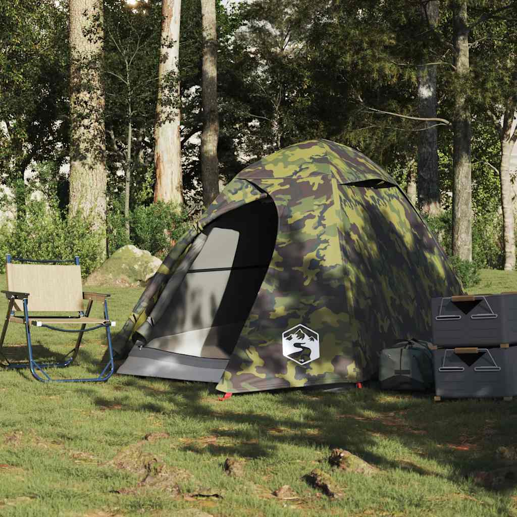 Tenda de campismo cúpula p/ 2 pessoas impermeável camuflagem