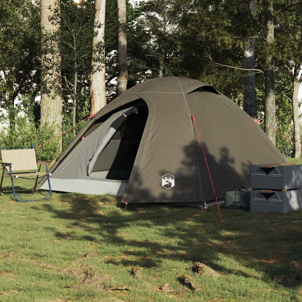 Tenda de campismo cúpula para 3 pessoas impermeável castanho