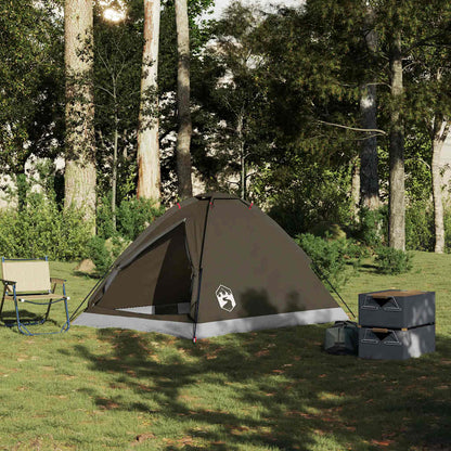 Tenda de campismo cúpula para 2 pessoas impermeável castanho