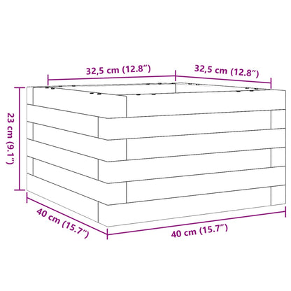 Vaso/floreira de jardim 40x40x23 cm madeira pinho maciça branco