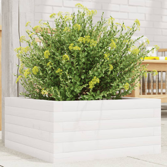 Vaso/floreira de jardim 50x50x23 cm pinho maciço branco