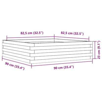 Vaso/floreira de jardim 90x90x23 cm madeira de pinho maciça